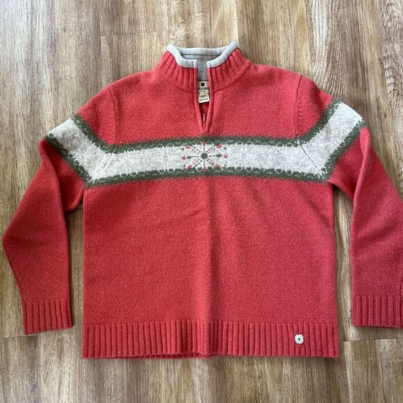 Woolrich Lambswool Sweater Winter Coral Heather Pullover Women's size Large‎ - Picture 1 of 7